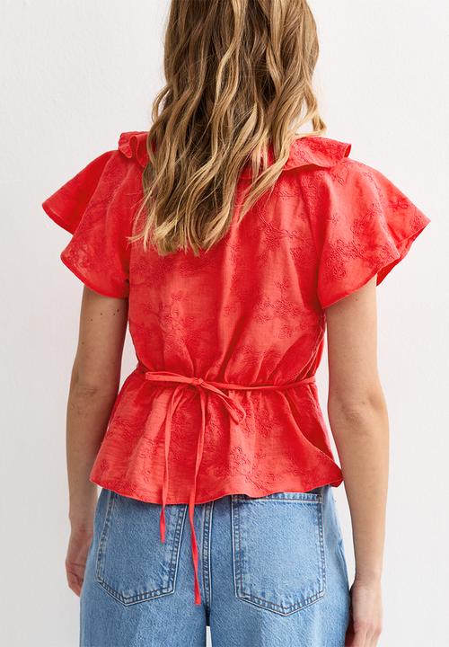 New Look - Florence frill emb tea top  - mid pink