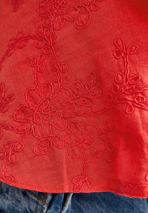 New Look - Florence frill emb tea top  - mid pink