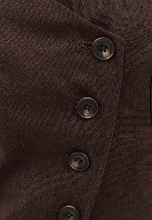 New Look - K lila linen asym waistcoat - mid brown