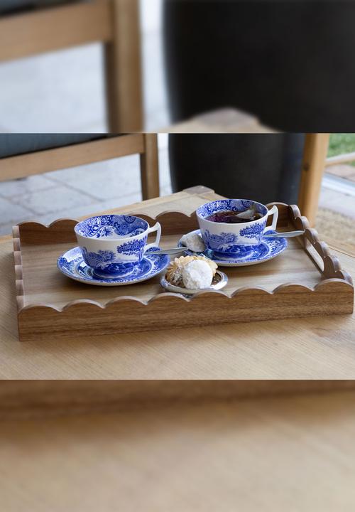 Home Classix - Home Classix Scalloped Edge Wooden Tray - 45x34x5cm