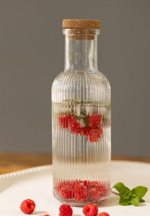 Home Classix - Home Classix Glass bottle Rippled with cork lid  - 1.0lt
