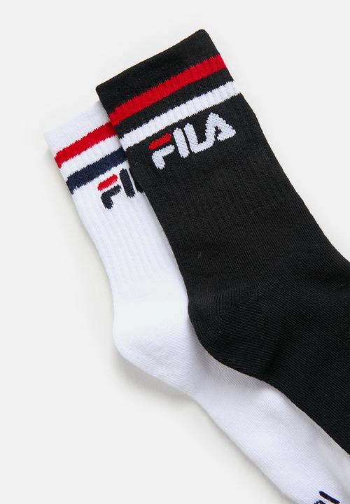 FILA - Stalone Tube Sock Kids (2Pk) - Black/White