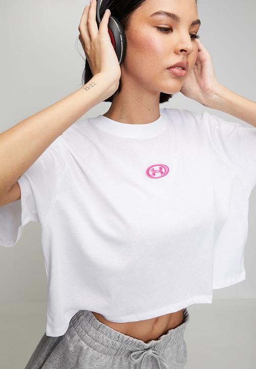 Under Armour - Ua W Center Lt Short Sleeve - White/Pink Frenzy