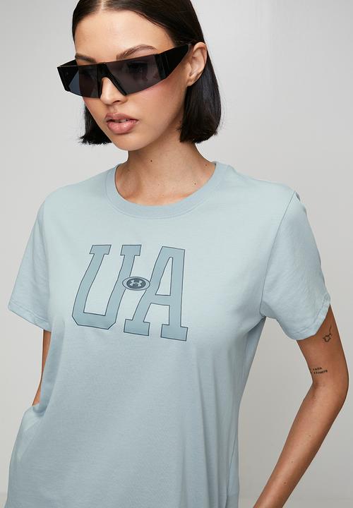 Under Armour - Ua W Icon Flce Graphc Short Sleeve - Blue Fog/Blue Wind