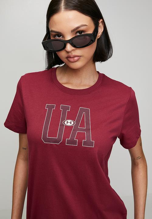 Under Armour - Ua W Icon Flce Graphc Short Sleeve - Claret/Vintage Maroon