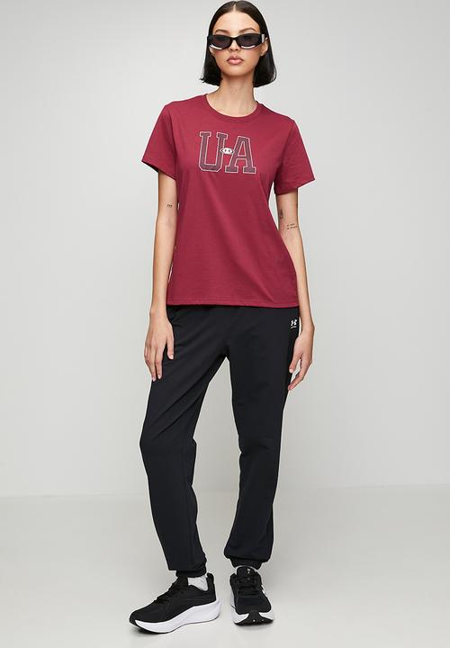 Under Armour - Ua W Icon Flce Graphc Short Sleeve - Claret/Vintage Maroon