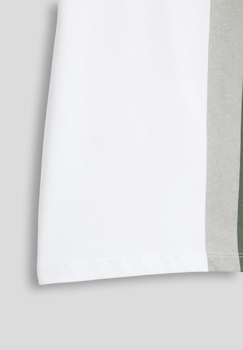POLO - Boys Mandla Printed Side Stripe Short Sleeve Tee - White