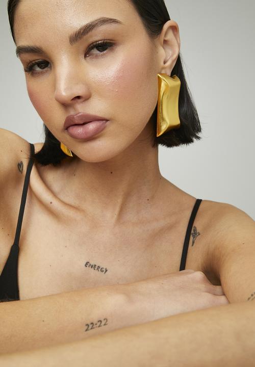 Tessa Design - Yara Abstract Rectangle Stud Earrings-Gold