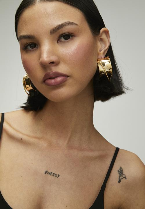 Tessa Design - Orian Chunky Orbiter Hoop Earrings-Gold