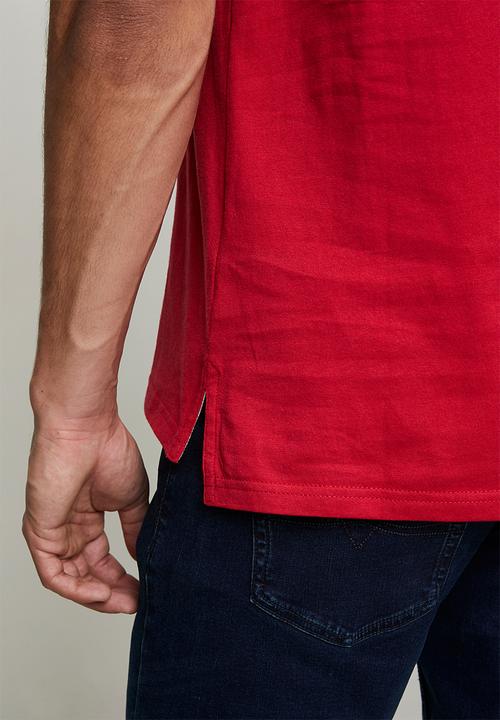 POLO - MENS SCRIPT PRINTED  SS  T-SHIRT - Red