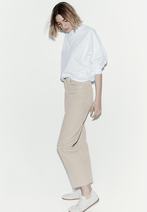 H&M - Mom slim fit high waist ankle jeans - light beige
