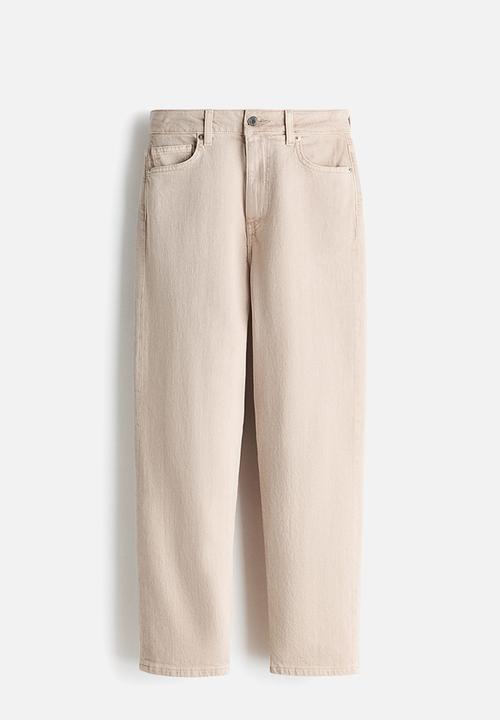 H&M - Mom slim fit high waist ankle jeans - light beige