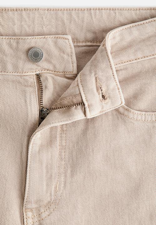 H&M - Mom slim fit high waist ankle jeans - light beige