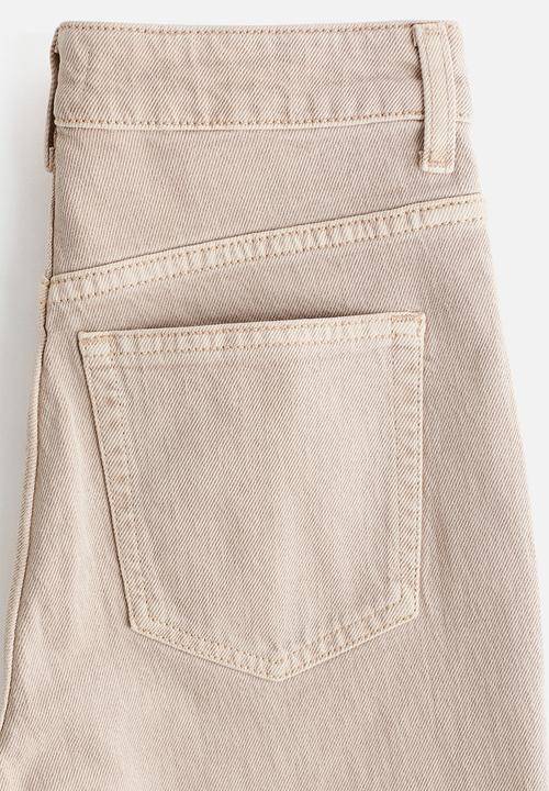 H&M - Mom slim fit high waist ankle jeans - light beige