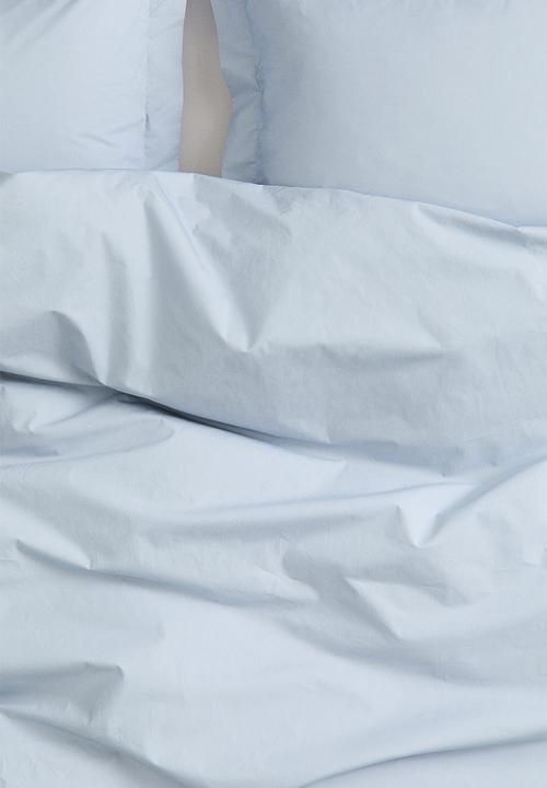 H&M - Double/king cotton percale duvet cover set - light dusty blue