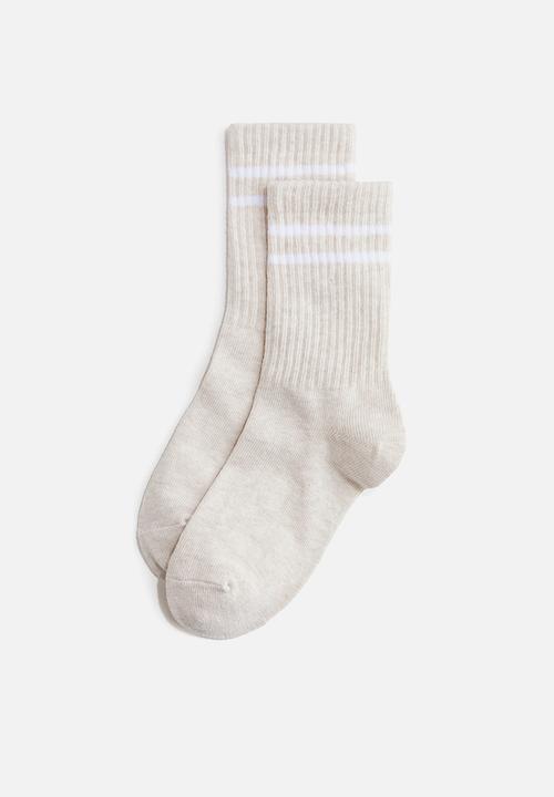 H&M - 3-pack sports socks - white/beige