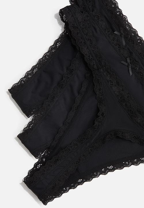 H&M - 3-pack microfibre tanga thong briefs - black