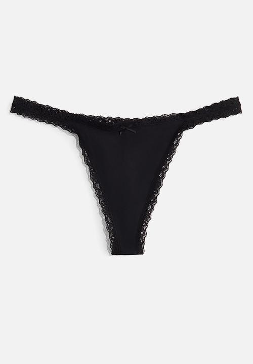 H&M - 3-pack microfibre tanga thong briefs - black