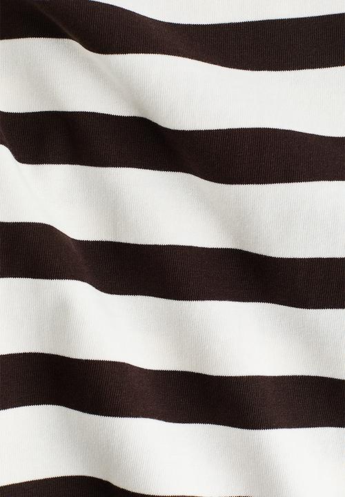 H&M - Boxy t-shirt - white/dark brown striped