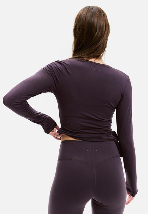 H&M - Sports wrap top in modal - plum purple