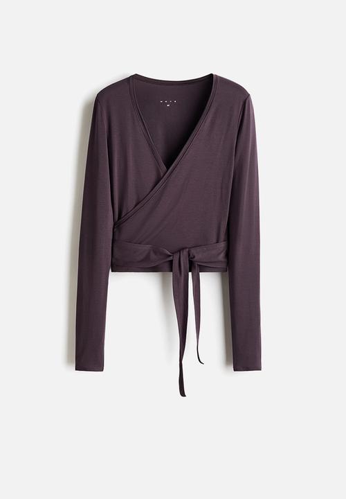 H&M - Sports wrap top in modal - plum purple