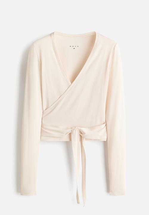 H&M - Sports wrap top in modal - ivory