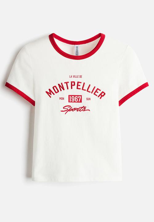H&M - Fitted cotton T-shirt - white/montpellier