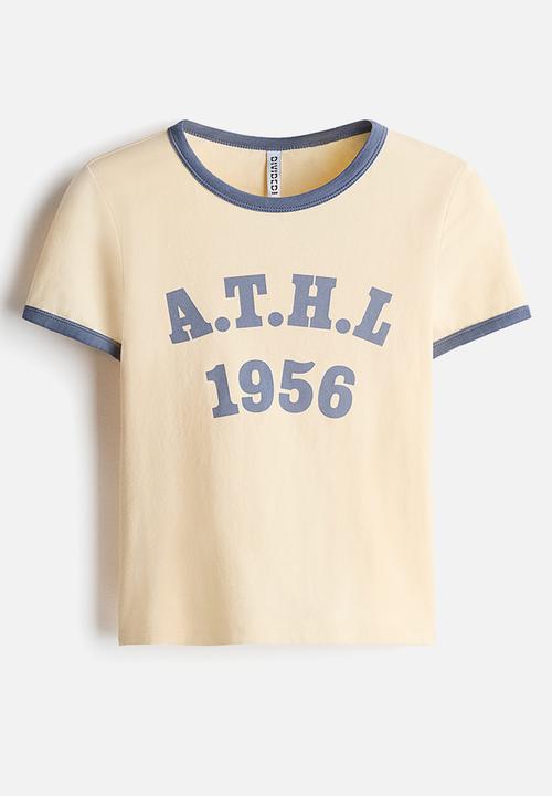 H&M - Fitted cotton T-shirt - light yellow/1956