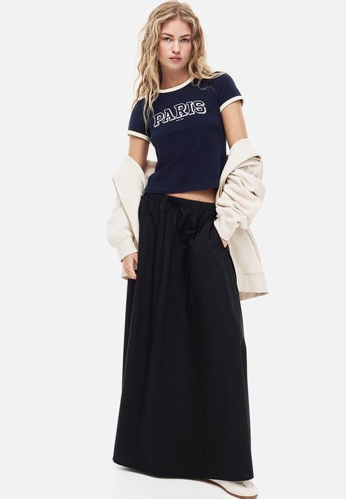 H&M - Fitted cotton T-shirt - dark blue/paris
