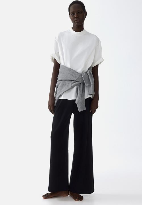 H&M - Ribbed drawstring trousers - black