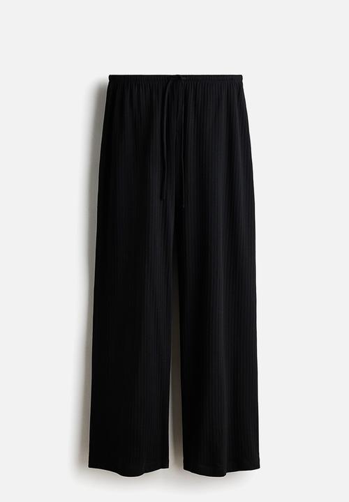 H&M - Ribbed drawstring trousers - black