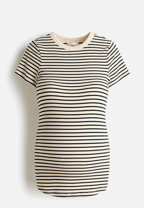 H&M - Mama ribbed top - cream/black striped