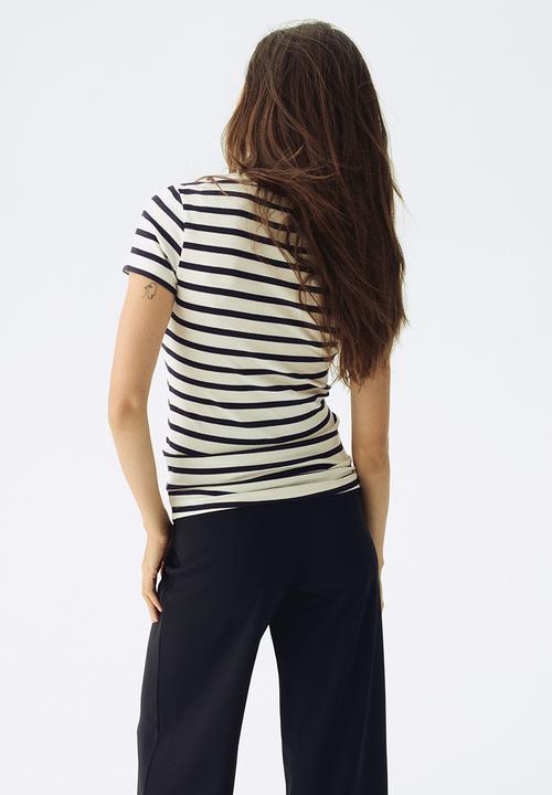 H&M - Mama ribbed top - white/striped