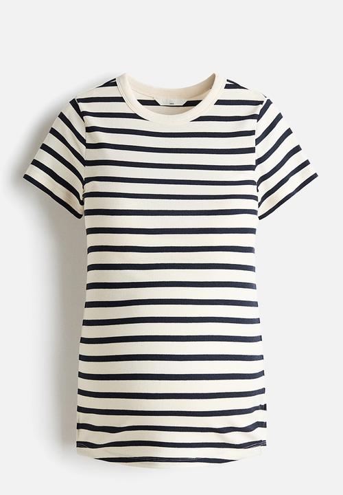 H&M - Mama ribbed top - white/striped