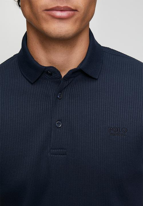 POLO - MENS PJC SS RIBBED GOLFER - Navy