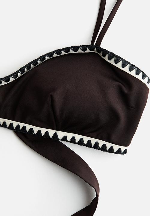 H&M - Padded bikini top - dark brown/white