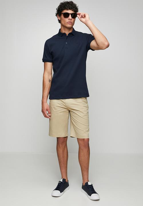 POLO - MENS PJC SS RIBBED GOLFER - Navy