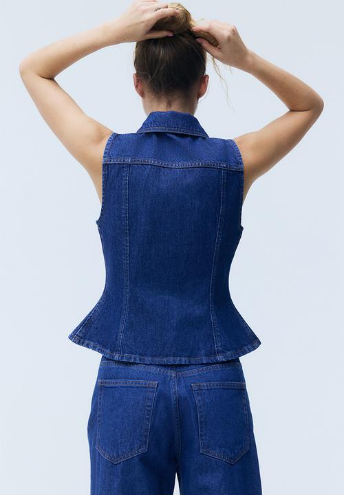H&M - Peplum denim waistcoat - denim blue