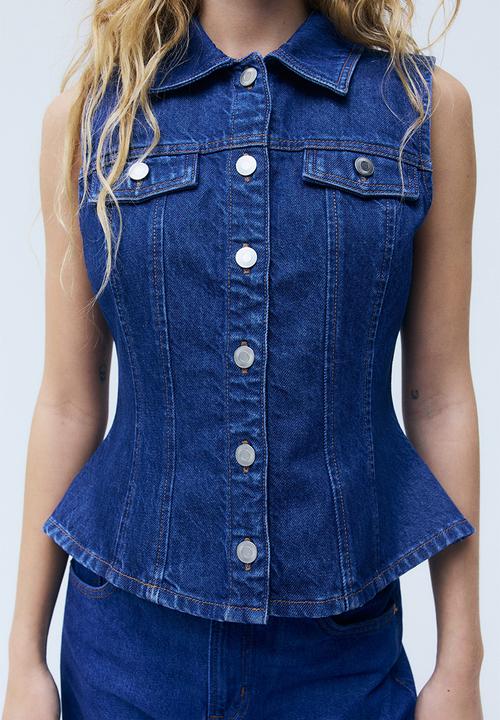 H&M - Peplum denim waistcoat - denim blue