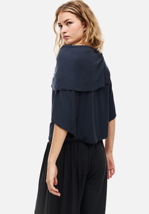 H&M - Cape-detail jersey top - dark blue