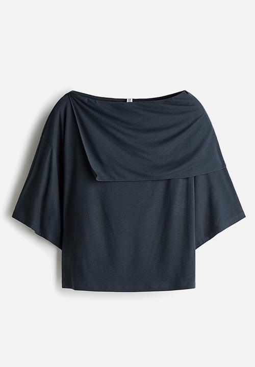 H&M - Cape-detail jersey top - dark blue