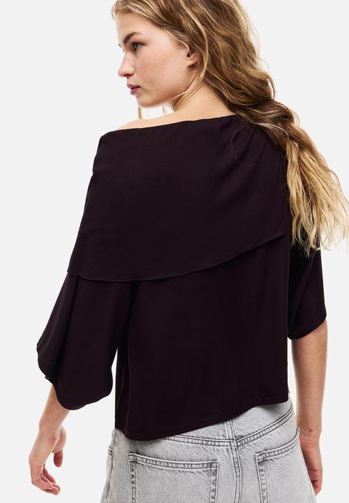 H&M - Cape-detail jersey top - dark plum purple