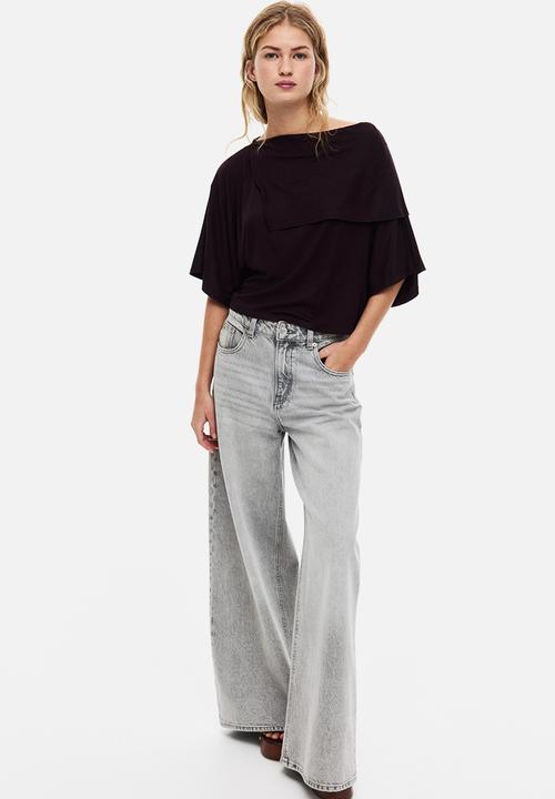 H&M - Cape-detail jersey top - dark plum purple