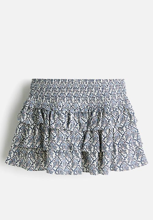 H&M - Tiered viscose mini skort - cream/floral