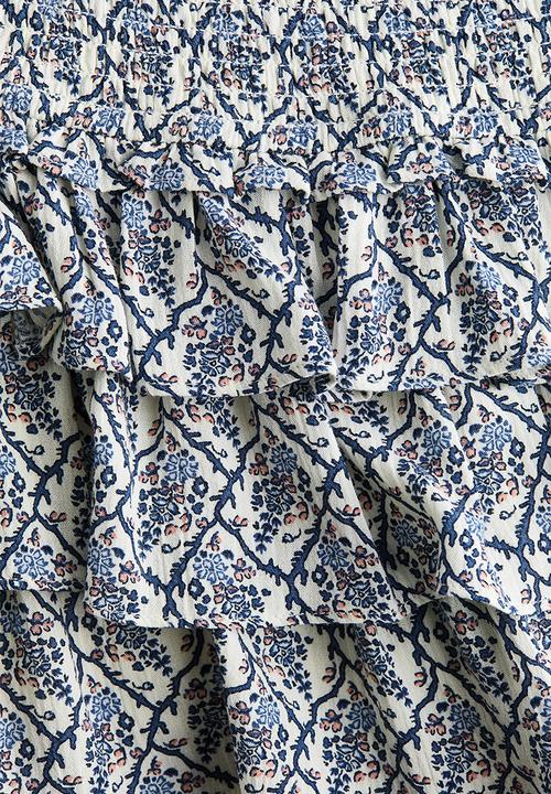 H&M - Tiered viscose mini skort - cream/floral