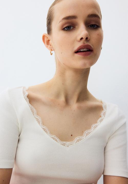 H&M - Rib-knit top - white