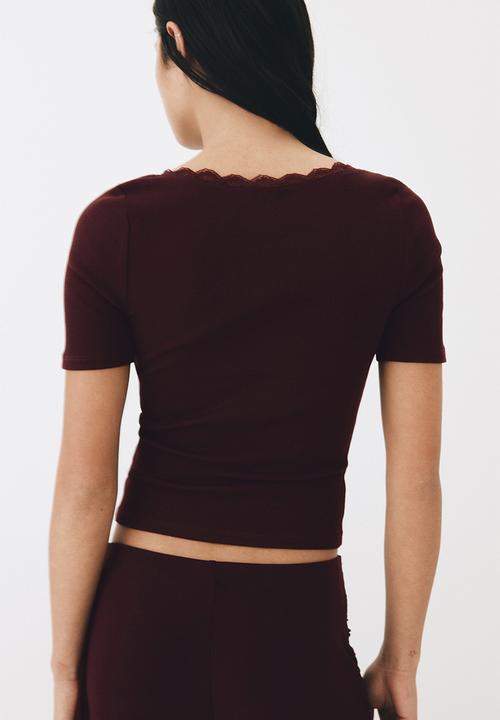 H&M - Rib-knit top - burgundy