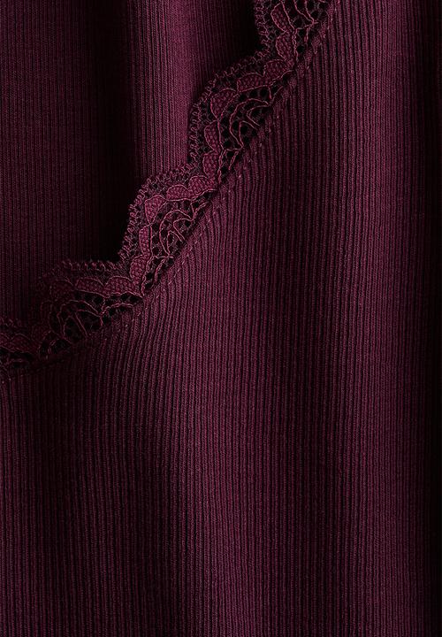 H&M - Rib-knit top - burgundy