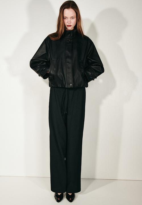 H&M - Textured jersey trousers - black