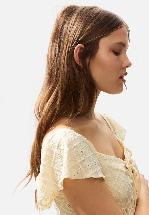 H&M - Pointelle jersey blouse - light yellow